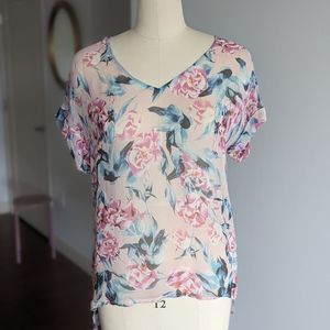 Sheer silk peonies tunic